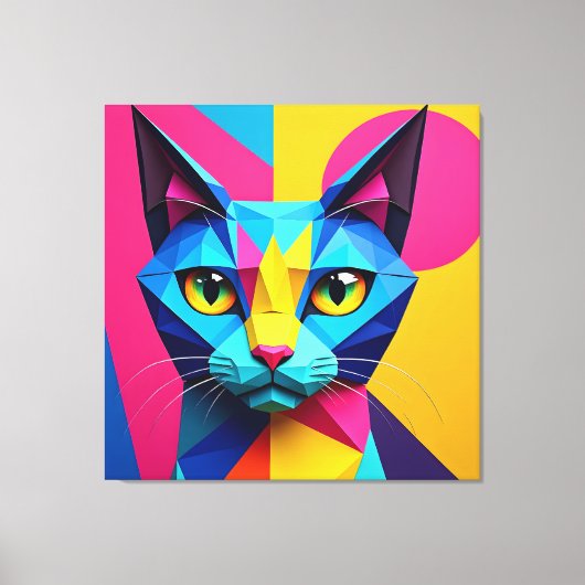 Toile Chat Pop Art Géométrique (Recto)
