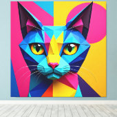 Toile Chat Pop Art Géométrique (Insitu (Plancher de Bois))