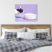 Toile Chat portant un casquette d'anniversaire soufflant (Insitu(Chambre))