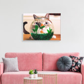 Toile Chat regardant le poisson dans l'aquarium (Insitu(Salon))