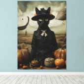 Toile Chat Sorcière aux Citrouilles (Insitu (Plancher de Bois))