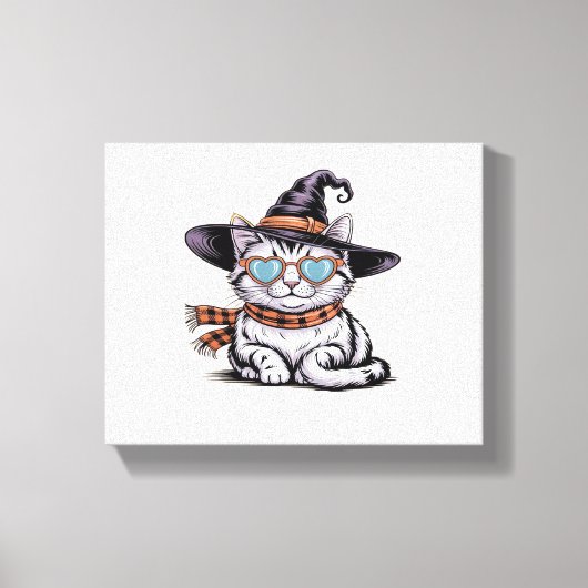 Toile Chat sorcière cool - Cute Halloween Kitty avec coe (Recto)