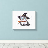 Toile Chat sorcière cool - Cute Halloween Kitty avec coe (Insitu (Plancher de Bois))