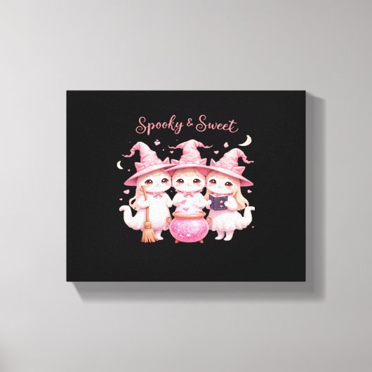 Toile Chat sorcière éffrayante et sucrée Chat surdimensi (Recto)