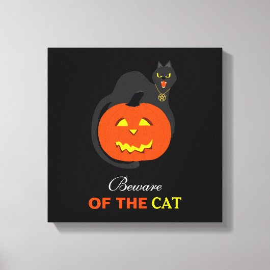 Toile Chat sur Citrouille, Attention au chat (Recto)