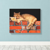 Toile Chat sur mur de brique (Insitu (Plancher de Bois))