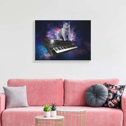 Toile Chat sur synthétiseur dans l'espace (Insitu(Salon))