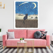 Toile Chat sur une clôture regardant le ciel nocturne au (Insitu(Salon))