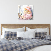 Toile Chat Tabby Orange Habillé De Rose Dans Une Fenêtre (Insitu(Chambre))