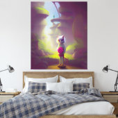 Toile Chat tenant Fleur rose (Insitu(Chambre))