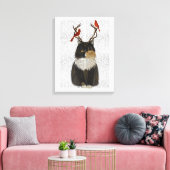 Toile Chat Tortoiseshell avec Antlers et Red Birds (Insitu(Salon))
