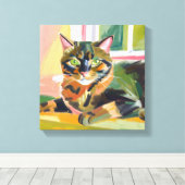 Toile Chat Tortue | Peinture de Chat Belle (Insitu (Plancher de Bois))