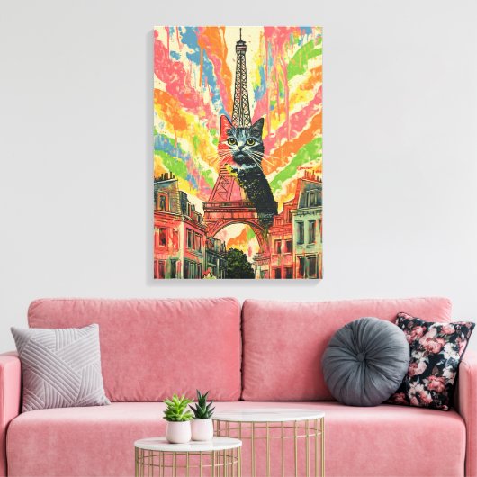 Toile Chat Whimsical à Paris - Art Tour Eiffel (Insitu(Salon))
