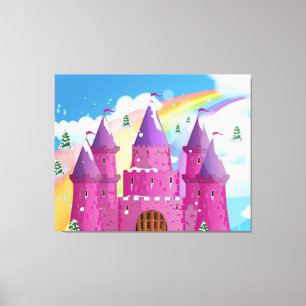 Toile château de conte de fées arc-en-ciel