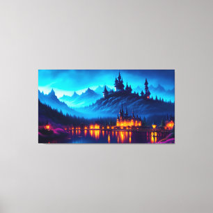 Toile Château de Lakeside dans les montagnes