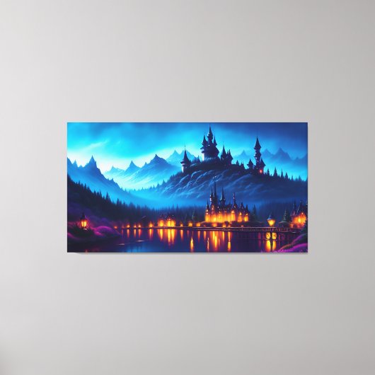 Toile Château de Lakeside dans les montagnes (Recto)