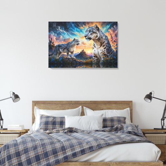 Toile Château de Leopard de Neige Levée de soleil réflex (Insitu(Chambre))