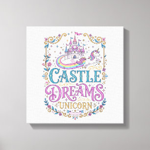 Toile Château de licorne Rêves Licorne Fond blanc Pri