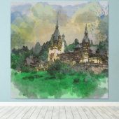 Toile Château de Peles Roumanie Aquarelle (Insitu (Plancher de Bois))