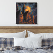 Toile Château gothique mystique sous la lumière de la lu (Insitu(Chambre))