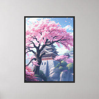 Toile Château Japonais au printemps sous les fleurs de c
