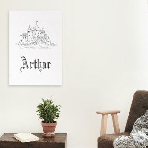 Toile Château médiéval minimaliste vintage illustration