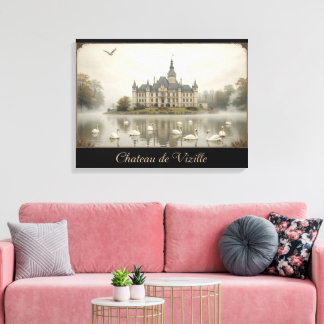 Toile Château romantique foncé de Vizille Château Soirée