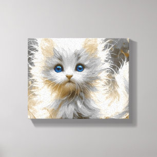 Toile Chaton blanc précieux