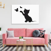TOILE CHATON JOUANT AVEC DES PAPILLONS (Insitu(Salon))