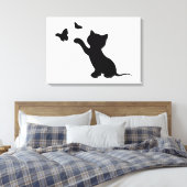 TOILE CHATON JOUANT AVEC DES PAPILLONS (Insitu(Chambre))