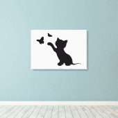 TOILE CHATON JOUANT AVEC DES PAPILLONS (Insitu (Plancher de Bois))
