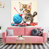 Toile Chaton jouant avec une balle de fil (Insitu(Salon))