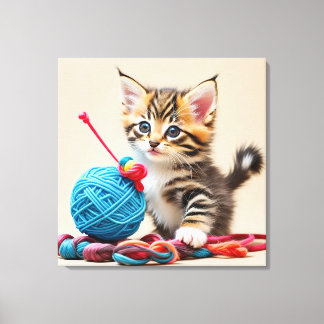 Toile Chaton jouant avec une balle de fil