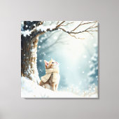 Toile Chaton regardant les flocons de neige (Recto)