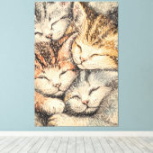 Toile Chatons de couchage - Pointillisme Art (Insitu (Plancher de Bois))