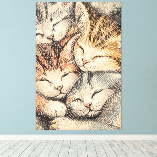 Toile Chatons de couchage - Pointillisme Art (Insitu (Plancher de Bois))