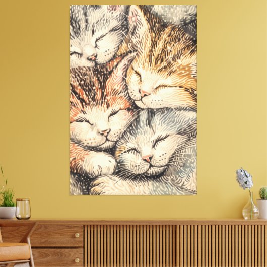 Toile Chatons de couchage - Pointillisme Art (Insitu(Salon))