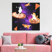 Toile Chats amusants faisant de la pizza dans l'espace (Insitu(Salon))
