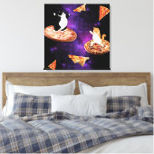 Toile Chats amusants faisant de la pizza dans l'espace (Insitu(Chambre))