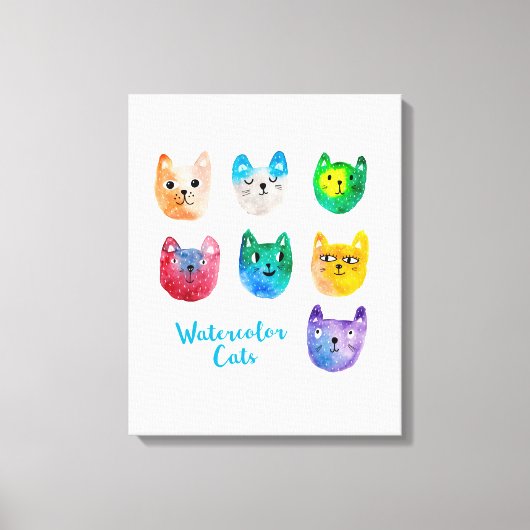 Toile Chats aquarelles et amis (Recto)