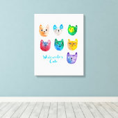Toile Chats aquarelles et amis (Insitu (Plancher de Bois))