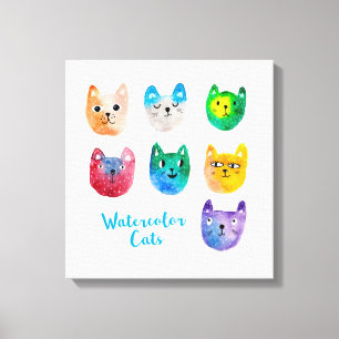 Toile Chats aquarelles et amis