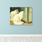 Toile Chats blancs observant le poisson rouge (Insitu (Plancher de Bois))
