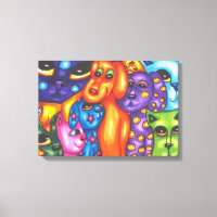 Chats & Chiens coloré Abstrait art animal original