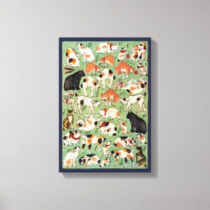 Toile Chats de l'ère Edo, Utagawa Yoshifuji, Ukiyo-e