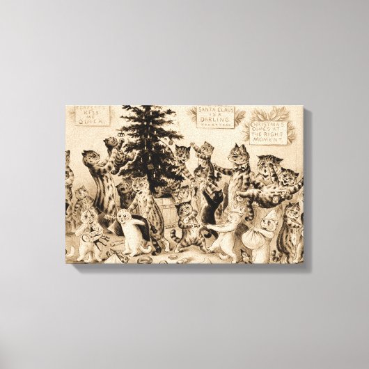 Toile Chats décorant l'arbre de Noël par Louis Wain (Recto)