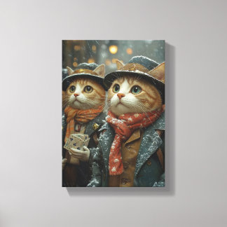 Toile Chats d'hiver : Mystères d'hiver