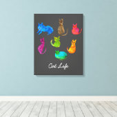 Toile Chats fous colorés en aquarelle (Insitu (Plancher de Bois))