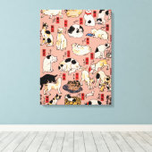 Toile chats japonais Ukiyo-e Funny kitty (Insitu (Plancher de Bois))