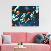 Toile Chats jouant au basket-ball dans l'espace avec des (Insitu(Salon))